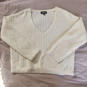 Express V-Neck Ecru Sweater Sz S